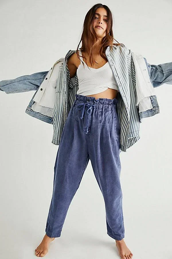 Margate Pleated Trouser by We The Free at Free People in Blue, Size: M