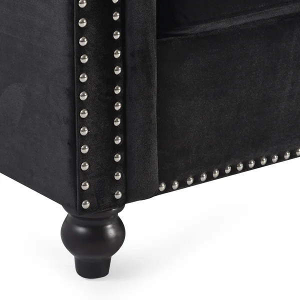 Christopher Knight Home Parkhurst Tufted Chesterfield Velvet 3-seat Sofa - Black