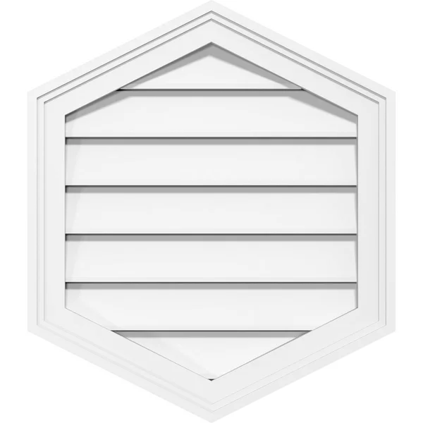 Ekena Millwork GVPVP14X2802SF-10 14x22W x 28x22H Vertical Peaked Surface Mount PVC Gable Vent 10/12 Pitch: Functional, w/ 2x22W
