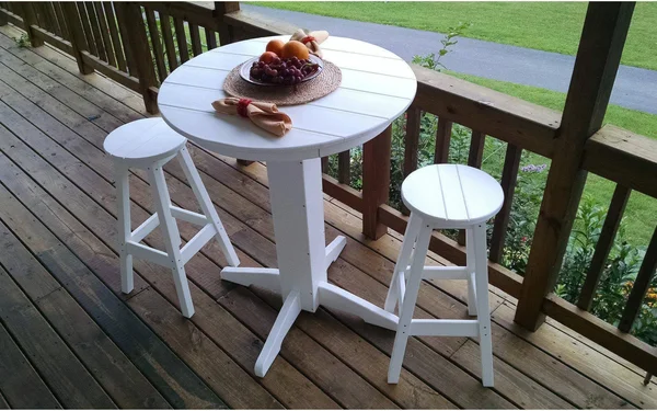 Au0026L Furniture Co. 3 Piece Bar Set with 33x22 Round Table, Al Tropical Lime
