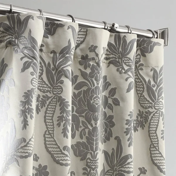 Magdelena Silver & Blue Faux Silk Jacquard Curtain