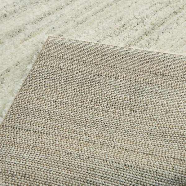 BALTA Callan White 5 ft. x 7 ft. Stripe Shag Area Rug