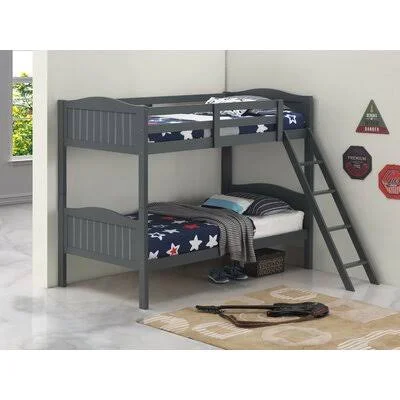 Parley Solid Wood Standard Bunk Bed by Oliver Harriet Bee Bed Frame Color: Gray - Size: Twin Over Twin