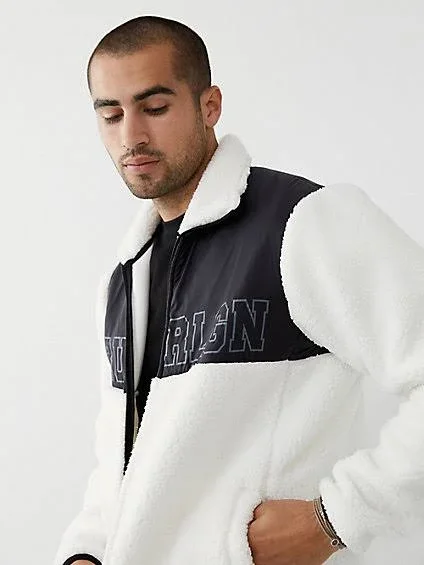 Men's Color Block Logo Jacket, Natural, Size 3X Large, True Religion
