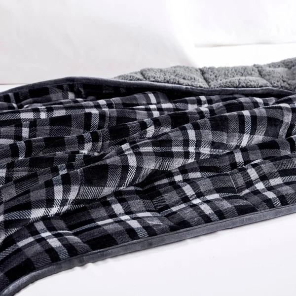 Rejuve 10lb. Velvet to Sherpa REVERSE Weighted Throw Blanket - 50x22 L x 60x22 W - Charcoal