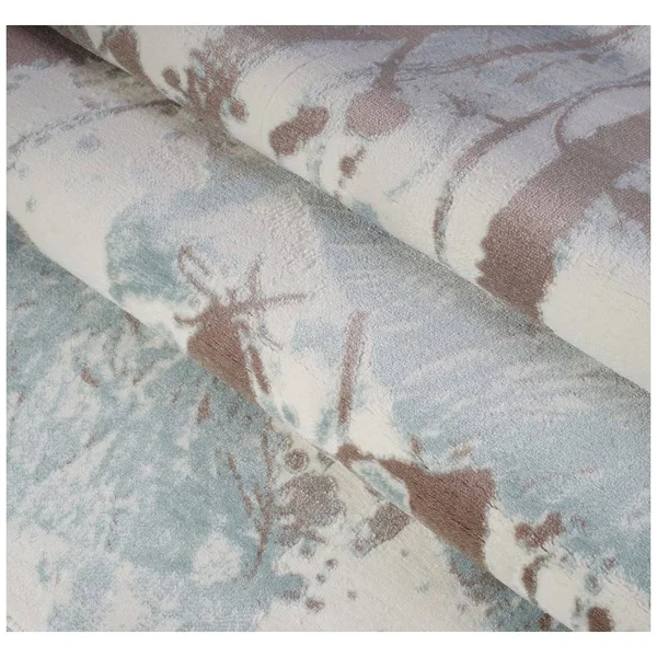 Ladole Rugs Boliviya Collection Floral Pattern Poppy Abstract Area Rug Carpet in Blue-Cream - 5x8 (5&3x22 x 7&6