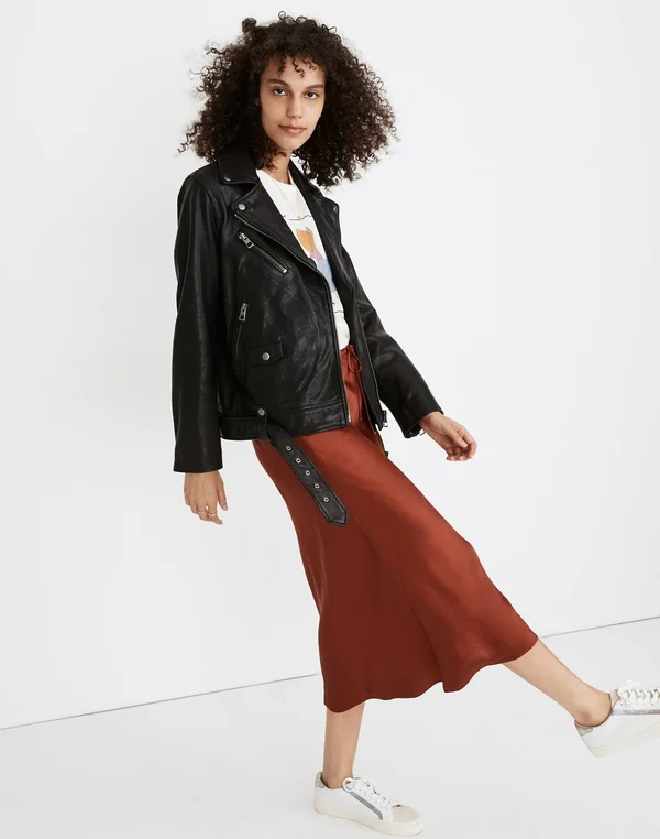 Madewell Women's Drawstring Midi Slip Skirt in Dusty Redwood - Size 00
