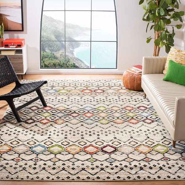 Safavieh Amsterdam Gladwin Geometric Area Rug, Ivory/Multi, 8& x 8& Square