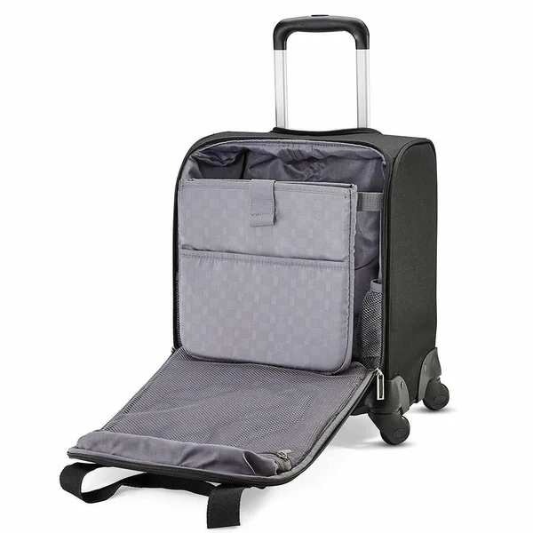 Samsonite Underseat Carry-On Spinner with USB Port - Jet Black, 16.5" x 13.75" x 9"