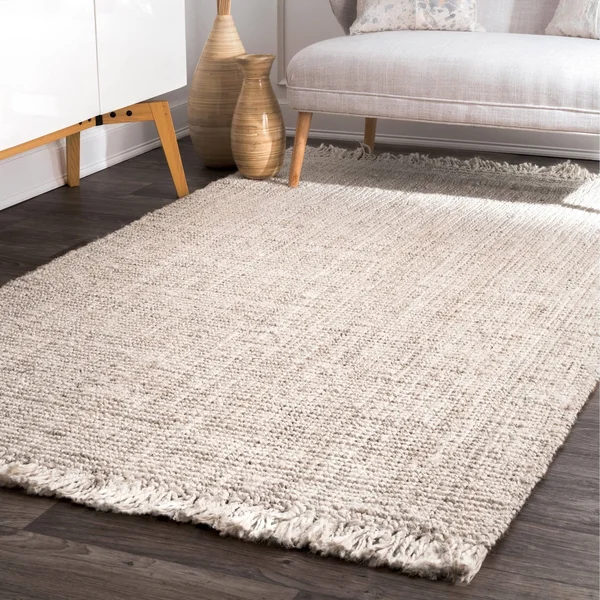Havenside Home Caladesi Handmade Braided Natural Jute Reversible Area Rug - 5& x 8& Blue
