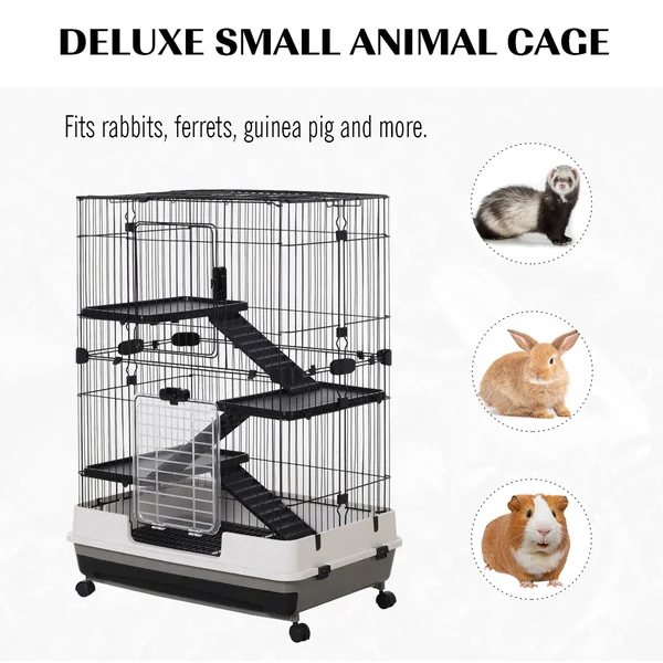 PawHut 43x22H Ferret House Habitat - Black and White