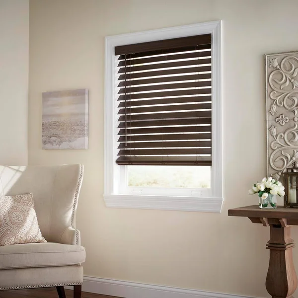 Home Decorators Collection Espresso Cordless Room Darkening 2.5 in. Premium Faux Wood Blind for Window - 35.5 in. W x 48 in. L