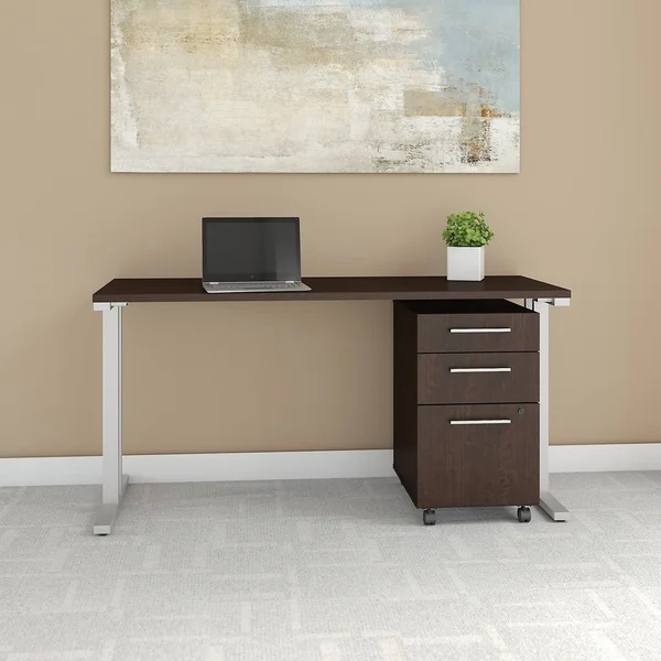 Bush Business 400 Series 60x22W x 24x22D Table Desk with 3 Drawer Mobile File Cabinet