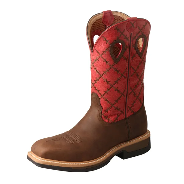Twisted x Men's MLCA005 Lite Cowboy Alloy Toe Work Boot, Brown/Flash Red Leather