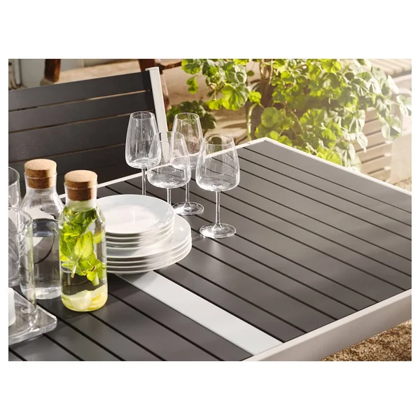 IKEA - SJ腖LAND Table and 4 Armchairs, Outdoor, SJ腖LAND Dark gray/Fr鰏鰊/Duvholmen Dark Gray, 61 1/4x35 1/4