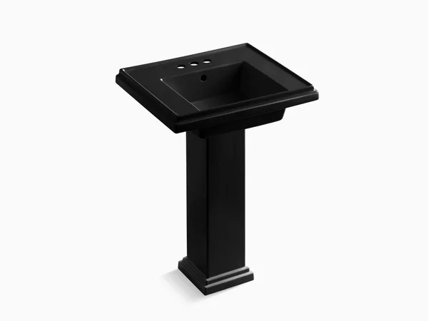 Kohler 2844-4-7 Tresham 24x22 Pedestal Bathroom Sink with 4x22 Centerset Faucet Holes - Black Black