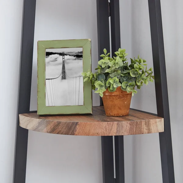 Danya B. Free-Standing Industrial Corner Shelf in (Black/Brown)