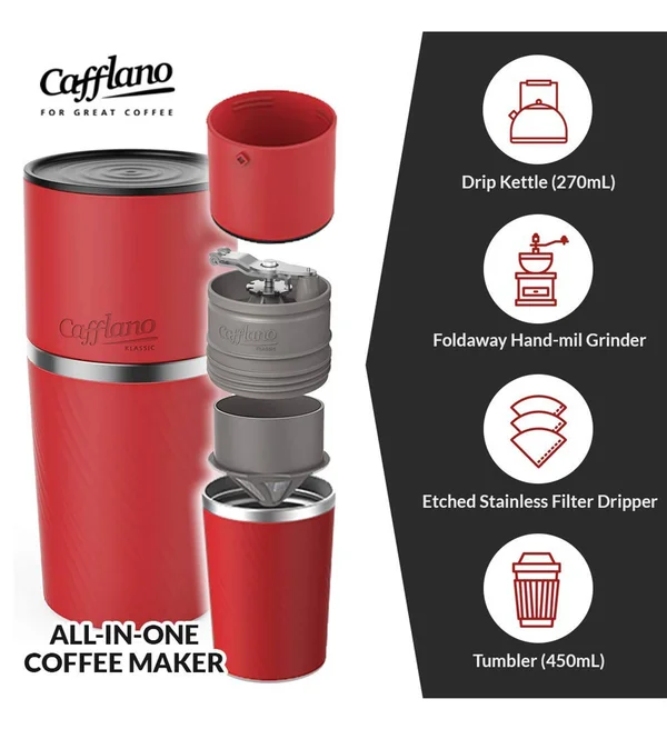 Cafflano Klassic All-in-One Pour-Over Coffee Maker - Red