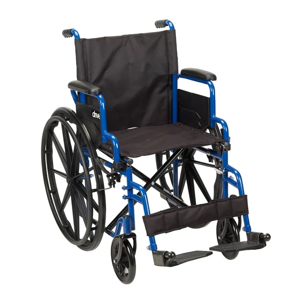 Drive Medical Blue Streak Wheelchair with Flip Back Desk Arms - Swing Away Footrests, 16x22 Seat, 42" x 12.5" x 36"