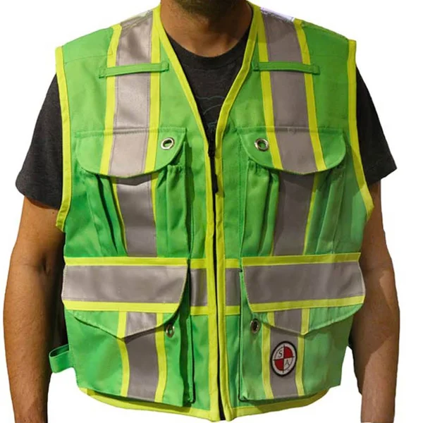 Safety Apparel The Party Chief Survey Vest, Lime Green, Non-ANSI 3XL