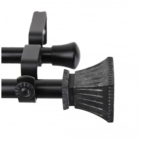 Rod Desyne Trumpet Double Curtain Rod - Black