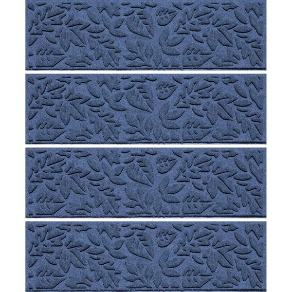 Aqua Shield Fall Day 8.5 in. x 30 in. Stair Treads (Set of 4) Navy - Blue