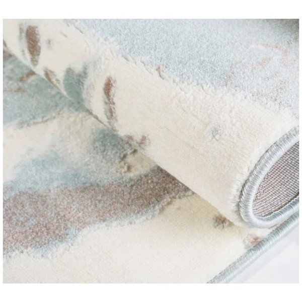 Ladole Rugs Boliviya Collection Floral Pattern Poppy Abstract Area Rug Carpet in Blue-Cream - 5x8 (5&3x22 x 7&6