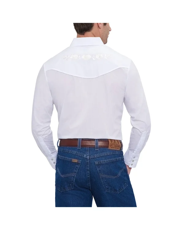 Ely Cattleman Men's Long Sleeve Western Shirt with Rose Embroidery