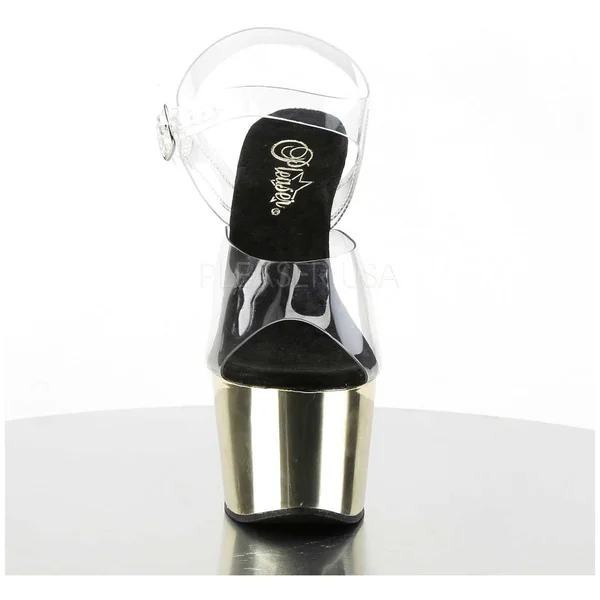 Pleaser - Adore-708 10, Clear/Gold Chrome
