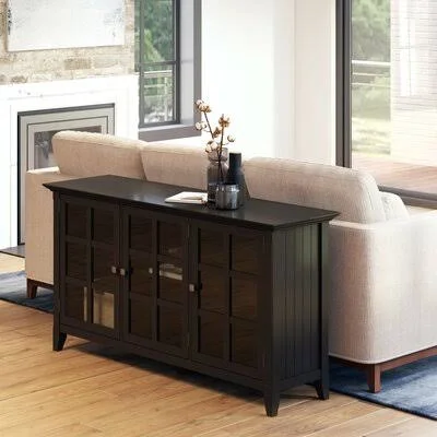 Mayna 62x22 Wide Pine Wood Sideboard Alcott Hill Color: Black