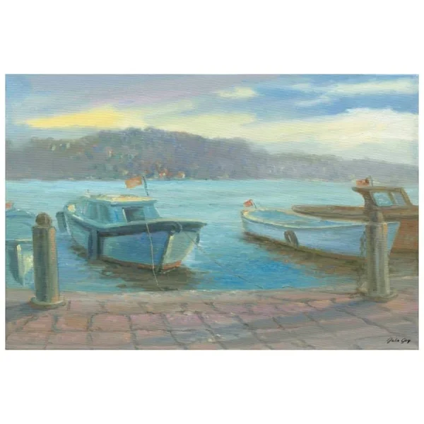 Marmont Hill Morning Dockside Painting Print on Wrapped Canvas, 36x22x24x22