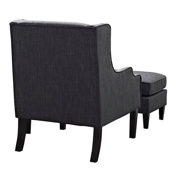 Simpli Home Ashbury Wingback Club Chair and Ottoman - Slate Grey