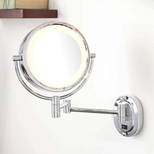 Halo Lighted Wall-Mounted Double Sided Mirror in Brass in Direct Wire -Direct Wire, Signature Hardware