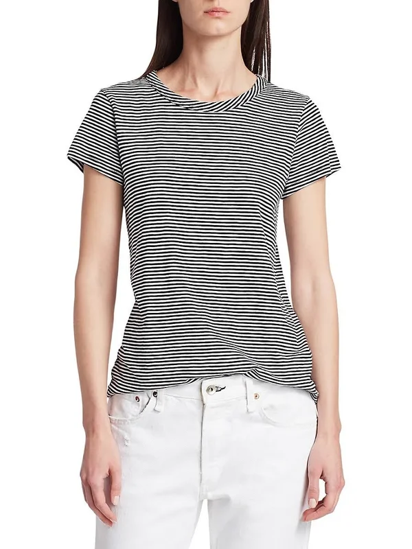 Rag & Bone Striped Crewneck Tee - Black, Women's, X-Small
