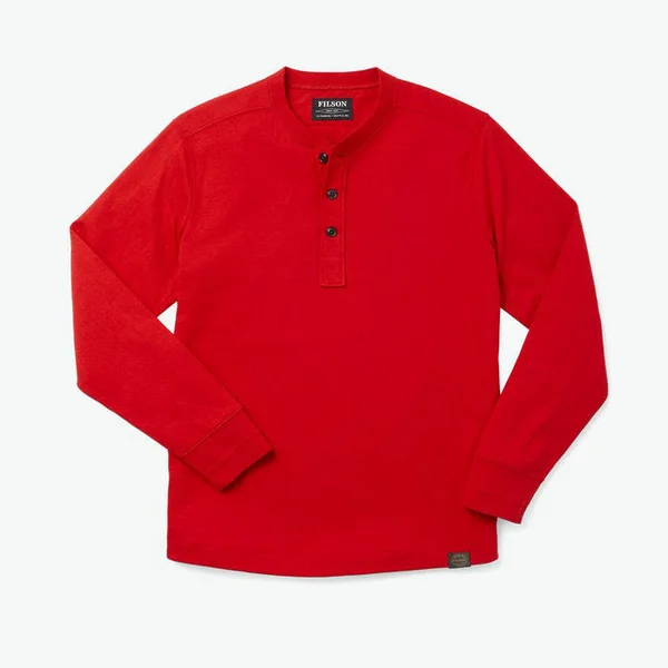 Filson Men's Double Layer Henley L/S Shirt - Red, 2XL