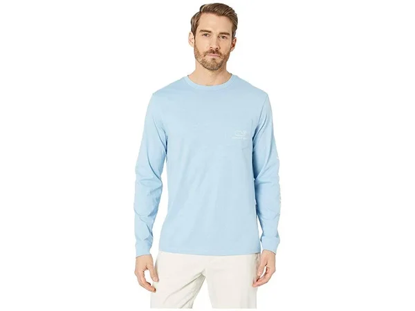 Vineyard Vines - Long Sleeve Vintage Whale Pocket Tee, S, Jake Blue