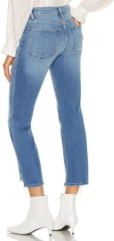 Women's Frame Le High Ripped Straight Leg Jeans, Size 23 - Blue