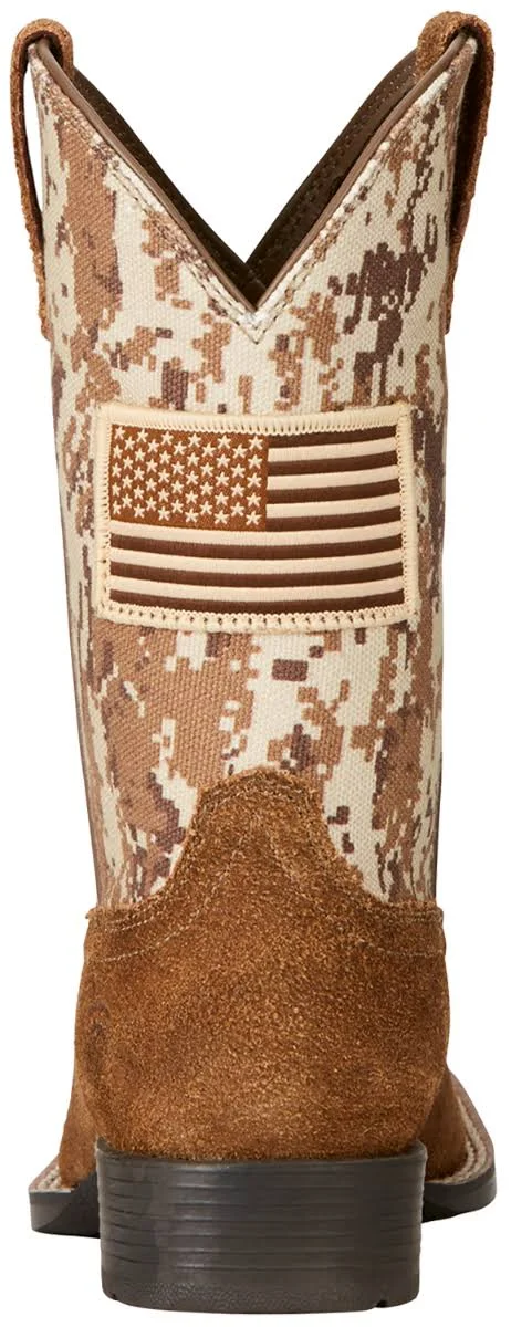 Ariat Kids& Patriot Square Toe Western Boots - Kids Unisex, Size: 4 Big Kids, Antique Mocha/Sand Camo Print