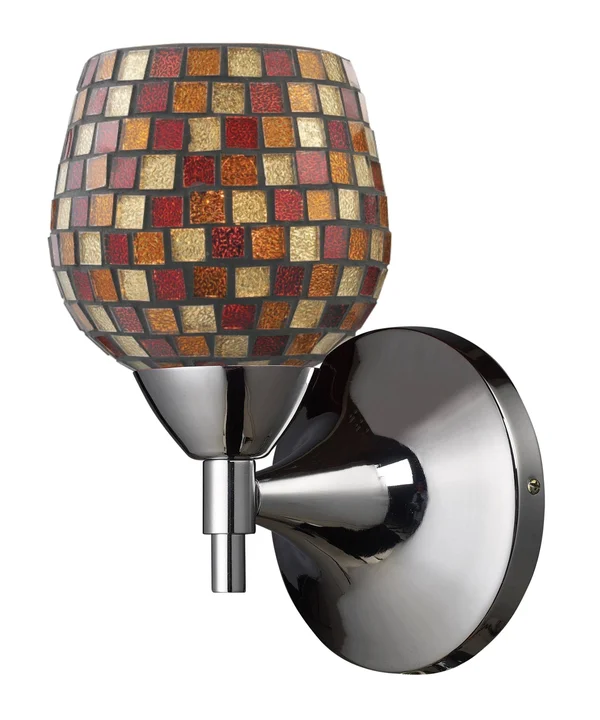 Elk Lighting 10150/1PC-MLT Celina 1 Light Sconce in Polished Chrome with Multi Fusion Glass