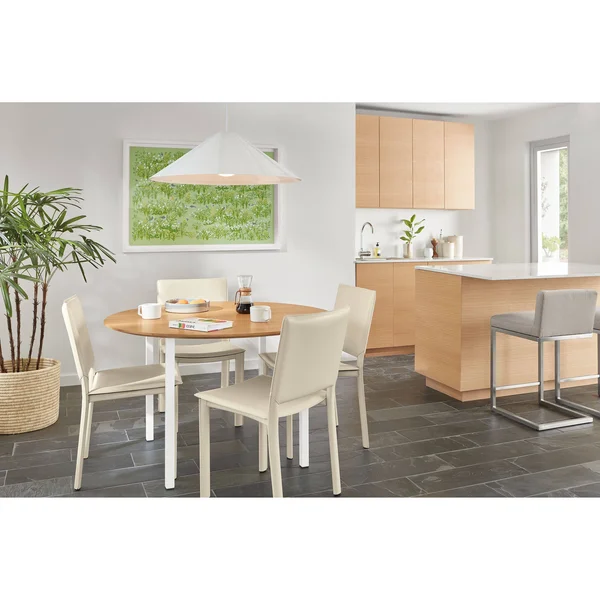 Room & Board - Modern Parsons Leg 42 Diameter Round Table w/ 2x22 Leg, Cherry Top w/ Slate Base