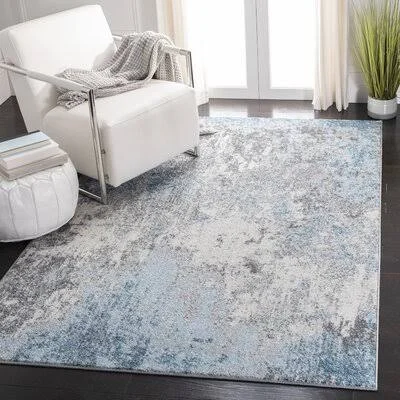 Eslinger Power Loom Gray/Blue/Ivory Rug 17 Stories Rug Size: Round 9&