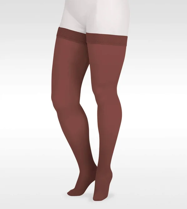 Juzo Soft 15-20 mmHg Thigh High w/ Silicone Top Band - V, Regular, Navy