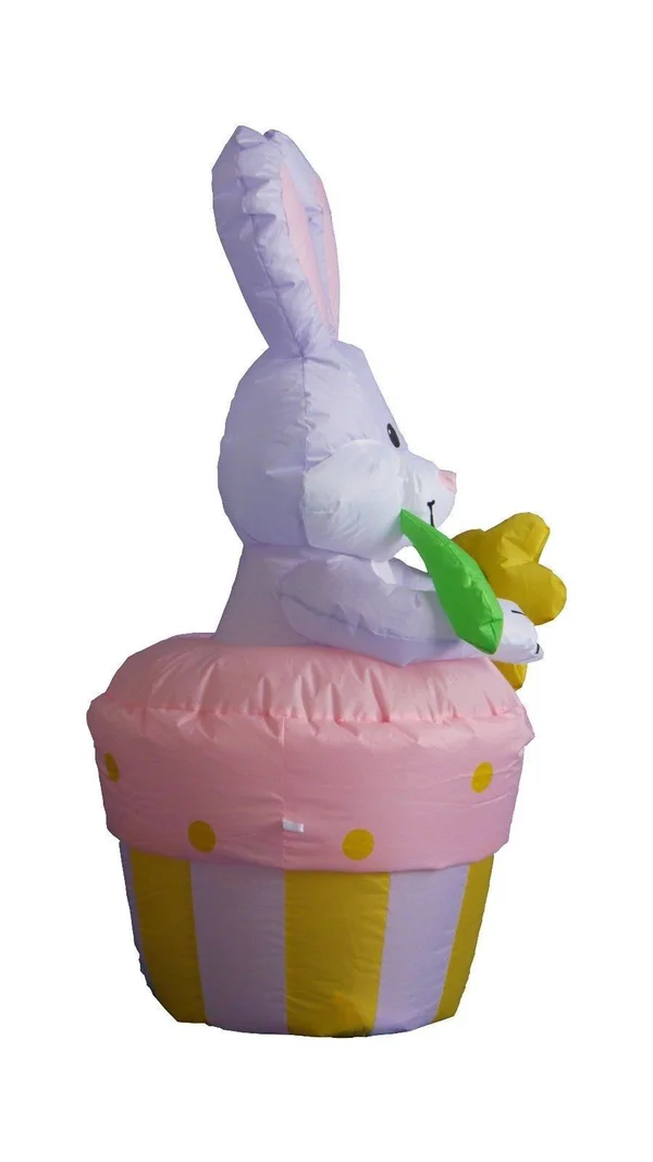BZB Goods 4 Foot Party Inflatable Bunny on Flowerpot - Yard Blow Up Decoration