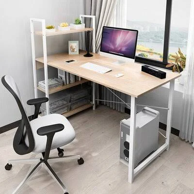 Corner Writing Desk Inbox Zero Color (Top/Frame): Khaki/White