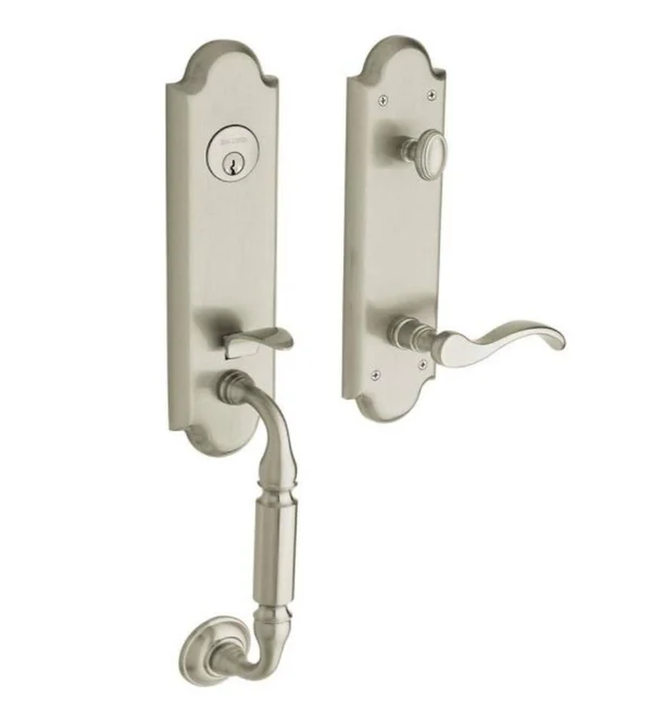 Baldwin 85350.150.RFD, Manchester Satin Nickel Right-Handed Full-Dummy Handleset with Wave Lever