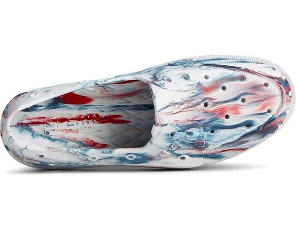 Sperry Original Float Marbled White/Red/Blue Men's Boat Shoes, Size: 13
