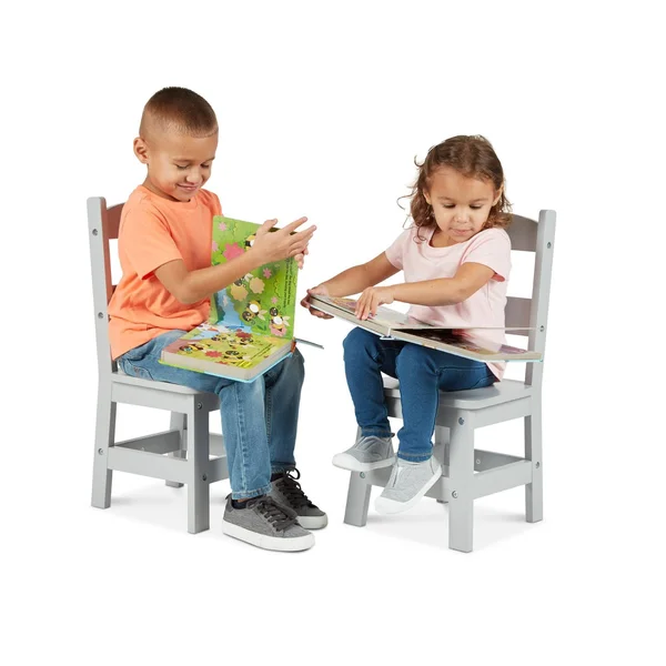 Melissa & Doug Wooden Chair Pair - Gray