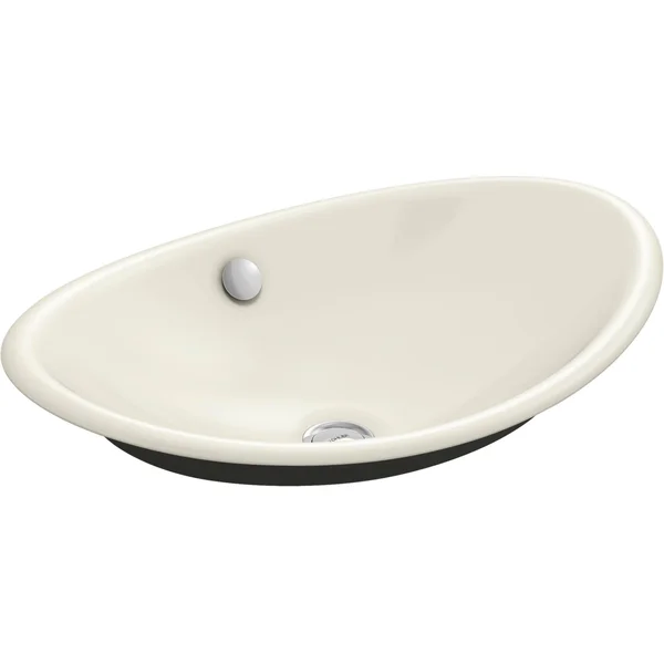 Kohler K-5403-P5-96 Iron Plains Wading Pool Oval Bathroom Sink with Iron Black Painted Underside, Biscuit