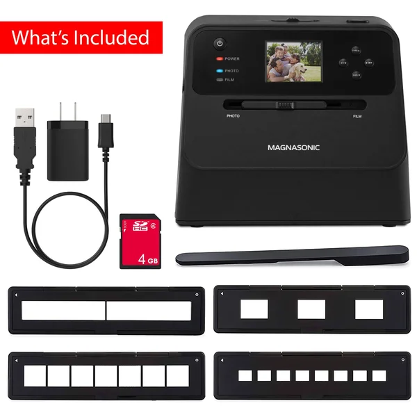 Magnasonic All-in-One Film & Photo Scanner - 14MP Resolution, Converts 4x6 Photos, 35mm/110/126 Film & 135 Slides Into Di