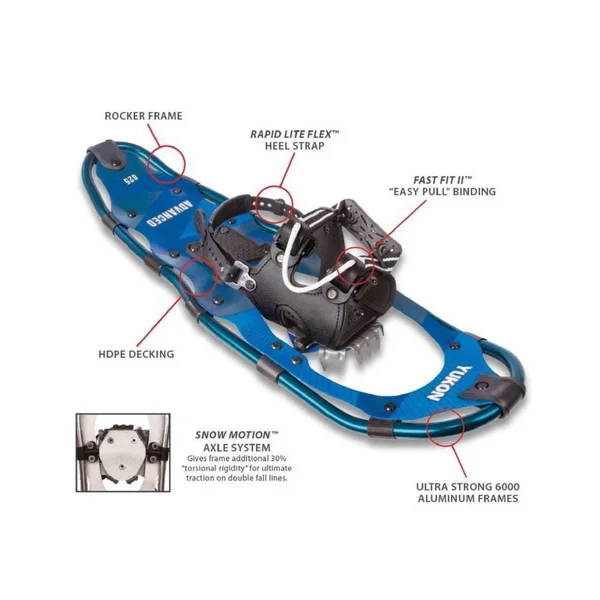 Yukon Charlie&s Advanced 8x22 x 25x22 Backcountry Snowshoe Kit, Blue